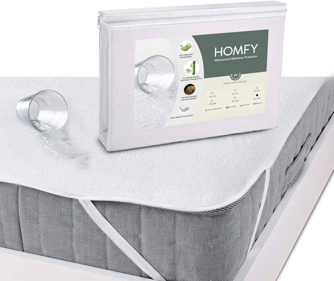 Protège matelas imperméable Homfy en fibre de bambou