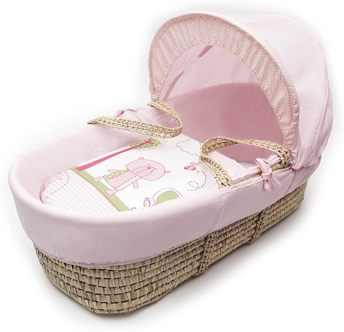 Ensemble couffin Moïse pour bébé avec pied & habillage rose