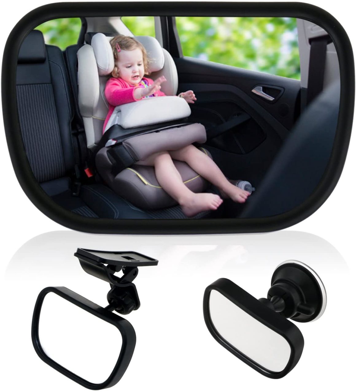 Welltop Miroir de voiture pour siège arrière avec caméra Fisheye réglable à 360° Rétroviseur de Surveillance Pour Bébé Rétroviseur Voiture Bébé pour Arrière avec vue large à 150 ° Miroir Voiture Bébé 