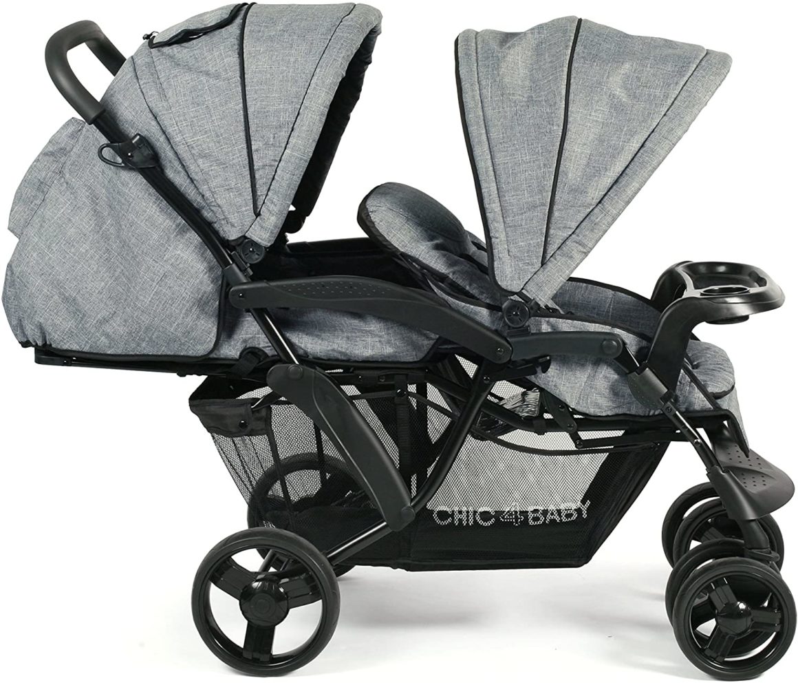 Poussette double Chic 4 Baby Doppio en tissu jean